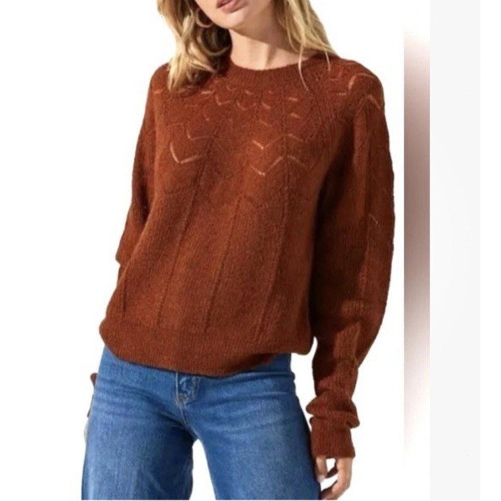 ASTR The Label Wool Blend Sweater Women's XL Brown Lightweight